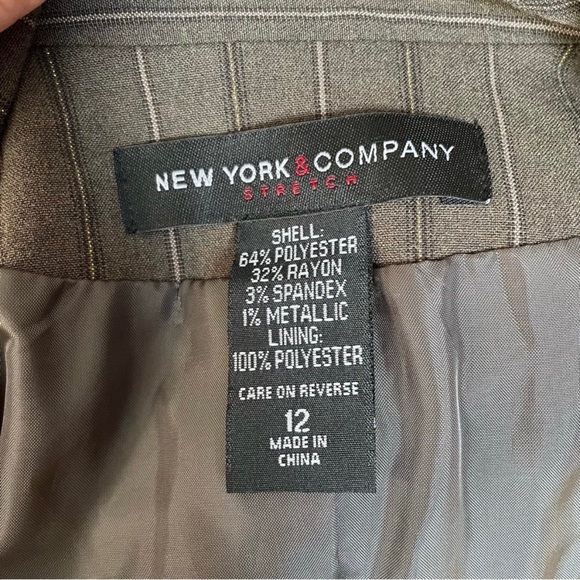 New York & Co Women’s Brown Metallic Gold Striped Blazer Jacket Size 12 - Picture 11 of 13